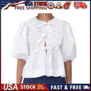 Mangmao Babydoll Top 3/4 Length Puff Sleeve Coquette Cute Going Out Tops. LARGE - Picture 1 of 9