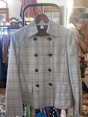 Ellen Tracy Double Breasted Plaid Wool Jacket Size 10 - Image 1 of 4