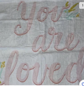 Cloud Island Baby Blanket Muslin You Are Loved White Pink Flower Security Lovey - Picture 1 of 5