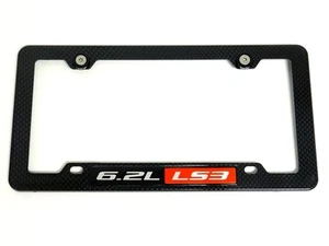 6.2L LS3 CARBON FIBER LOOK LICENSE PLATE FRAME W/ 2 BLACK WASHERS & BOLTS - Picture 1 of 5