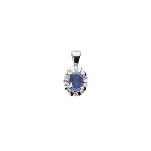 14 Karat Weißgold 1,7 Gramm, 6x4 ovale Form Saphir Diamant ausgefallener Kreis Anhänger - Bild 1 von 1