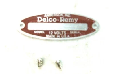 REPRODUCTION TRACTOR GENERATOR STARTER 12V DELCO REMY BLANK RED ID TAG - Image 1 of 2
