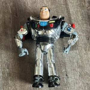 1995 Disney Thinkway Chrome Silver Talk Buzz Lightyear Sounds Lights Work. Read - Picture 1 of 4