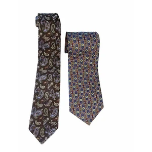 Mens Ties Set of 2 Imported Paisley Earth Tones Professional Career Office Work - Picture 1 of 9