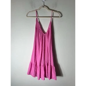 9 Seed Hot Pink St Tropez Ruffle Mini Spaghetti Strap Dress Sz One Size - Picture 1 of 3