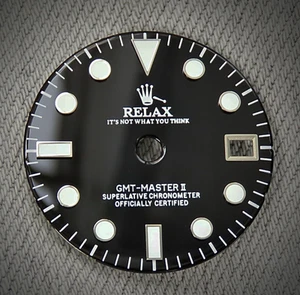 Dial Maker -GMT Black Enamel Relax Dial With Silver Indices BGW9 For Seiko mod - Picture 1 of 5