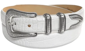 Brenton Designer Dress Belt with Western Silver Plated Buckle Set 1-1/8" Wide - Picture 1 of 15
