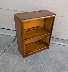 Vintage Mid Century Modern Art Deco Wood Bookshelf Bookcase Encyclopedia Shelf B - Picture 1 of 24