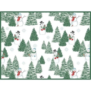 KAY DEE DESIGNS Evergreens Schneemänner ~ grüne Rückseite R7028 Geschirr Trockenmatte ~ 15"x20" - Bild 1 von 2