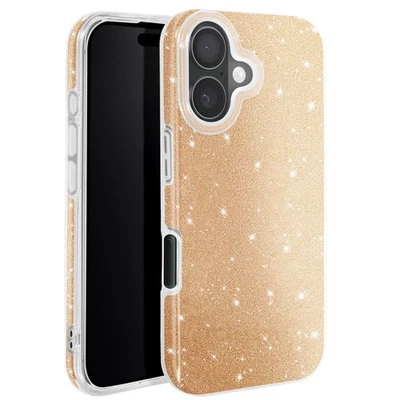 Avizar Coque à Paillettes pour iPhone 16 Plus Antichoc Scintillant Dorée - Photo 1/4
