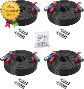 4 Pack 100Ft(30M) All-In-One Video Power Cables,Bnc Extension Security Camera Ca - Picture 1 of 8