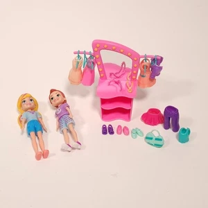 Polly Pocket and Friend Lot w/ Wardrobe Shoes Accessories Clothes Vanity Mattel - Picture 1 of 7