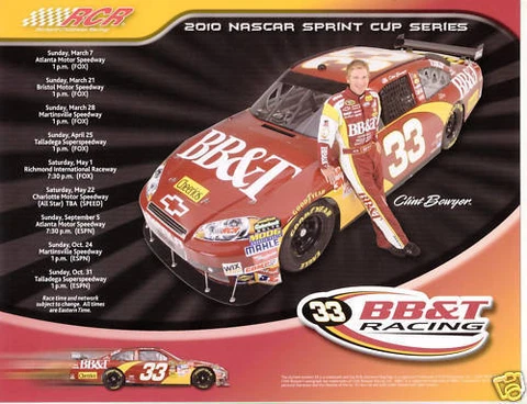 CLINT BOWYER 2010 BB&T #33 SPRINT CUP SERIES POSTCARD Cover