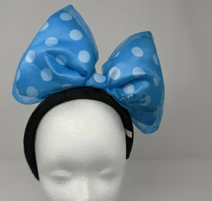Tokyo Disney Headband Minnie Mouse Blue Polka Dot Bow Headband Costume Japan - Foto 1 di 7