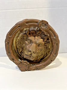Vintage Round Shape Lion Door Knocker Brass Jungle Beast Door Bell Home Decor - Picture 1 of 13