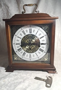 Vintage Mantle CLock Alfry Germany Franz Hermie Wind Up w-Key 341-020A Chiming - Picture 1 of 19