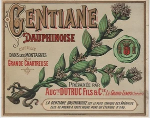 "GENTIANE DAUPHINOISE Auguste DUTRUC Fils " Etiquette-chromo originale fin1800 - Picture 1 of 1
