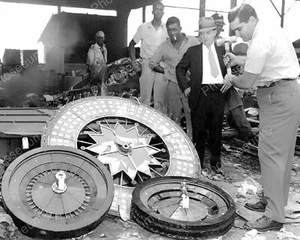 Destroying Roulette & Wheels Of Chance Vintage 8x10 Reprint Of Old Photo - Picture 1 of 1