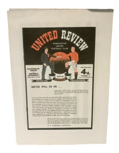 A4 PRINT - MANCHESTER UNITED V SHEFFIELD WEDNESDAY -19/2/1958 - 1ST AFTER MUNICH - Picture 1 of 1