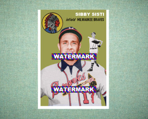 Sibby Sisti Milwaukee Braves 1954 Style Custom Baseball Art Card