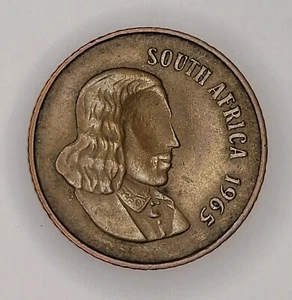 1965 SOUTH AFRICA 2 CENT COIN WITH A DRASTIC "STRUCK THRU" MINT ERROR!! LOT#44.2 - Picture 1 of 8