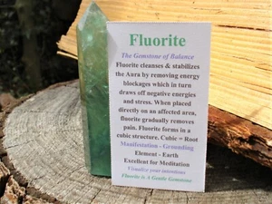 Fluorite 4" Green Standing Point-Balance Chakras-Aura-Heart-Root-Reduce Stress  - Picture 1 of 6