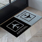 Arrival-Departure Printed Coir Doormat - Black & Grey 75cmx45cm.