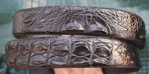 W 1.3 " - Black Real CROCODILE LEATHER Skin Men's Belt #C40 - Picture 1 of 10