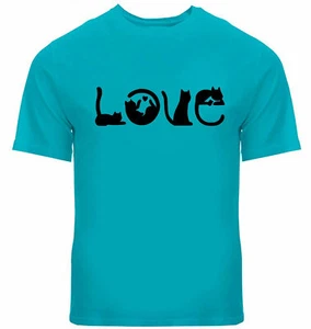 Liebe Katze T-Shirt Grafik lustig süß Katzenherz Geschenk Shirt Katzenliebhaber Kätzchen Kätzchen - Bild 1 von 25