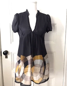 RUNWAY PARIS Vestido Túnica Negro Cambio Mangas Abullonadas Talla S-M Blusa Transparente Boho - Imagen 1 de 9