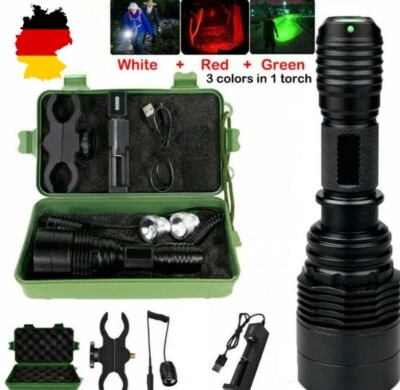 800 Yards 4in1 Jagd LED Taschenlampe Rot Grün Weiß Licht Gewehr Scope Mount - Bild 1 von 4