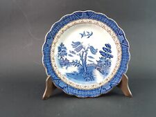 Antique REAL OLD WILLOW BOOTHS Assiette Porcelaine Anglais Blanc Blu et Or CM 20