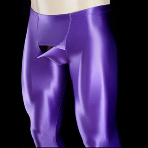 2023 Men Sexy Shiny Glossy Activewear Pants Stretch Yoga Fitness Running Tights - Picture 1 of 43