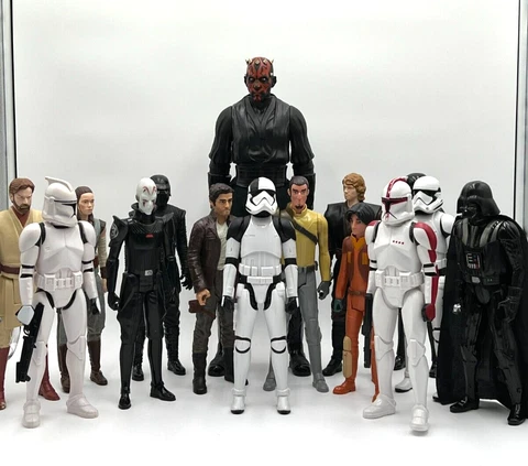 Lot of 15 Hasbro Star Wars 12 Inch Action Figure Lot & 18 inch Darth Maul Cover