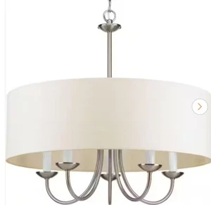 🔥Progress Lighting P4217 Nickel Drum Shade 5-Light 22"W Drum Chandelier - Picture 1 of 7