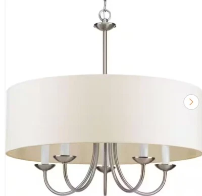 🔥Progress Lighting P4217 Nickel Drum Shade 5-Light 22"W Drum Chandelier - Image 1 of 4