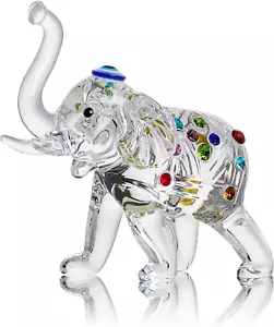 Estatuillas de cristal de elefante estatua de cristal elefante con tronco vidrio artístico animal S - Imagen 1 de 6