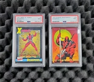 1991 Marvel Impel Deadpool Rookie Promo #3 X-Force PSA 9 & 1993 Masterpieces #55 - Picture 1 of 6