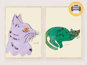 25 Cats Name Sam Andy Warhol 2 Prints A3 size - Pop Art Cats Warhol Posters Cat - Picture 1 of 3