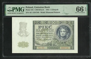 Poland : 5 Zlotych 1941 ; PMG : Gem UNC 66 ; EPQ (Ref 1877) - Picture 1 of 2