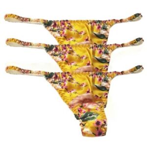 3pc Lots Womens 100% Silk Thongs Bikini Sexy Micro Back Panties Mini Tangas Soft