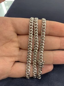 Solid 925 Sterling Silver  Miami Cuban Link Chain Necklace 5mm Thick - ALL Sizes - Picture 1 of 8