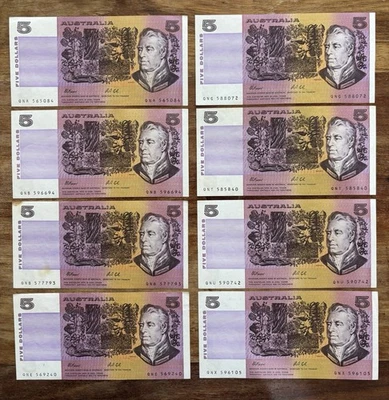 8 x $5 Australian Paper Banknotes - image 1 of 2