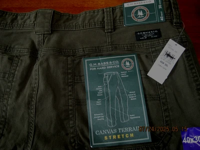 New G.H. Bass Co. Canvas terrain pant 40x30  rugged cotton stretch canvas olive - Image 1 of 4