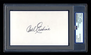 CARL ERSKINE SIGNED INDEX CARD MINT PSA/DNA 1955 BROOKLYN DODGERS WORLD SERIES - Picture 1 of 1