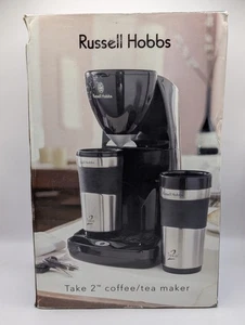 New Russell Hobbs Take 2 Coffee/Tea Maker, Satin, 550-650W, 2 Stainless Mugs - Picture 1 of 6
