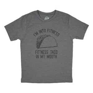 Youth Fitness Tacos T Shirt Funny Workout Mexican Food Lovers Joke Tee for Kids - Picture 1 of 8