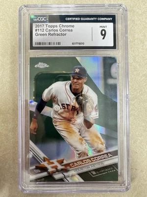 Carlos Correa  2017 Topps Chrome #112 Green Refractor Fielding /99 CGC 9 - Image 1 of 2