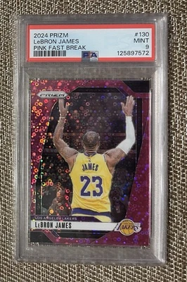 2024-25 Prizm LeBron James Pink FastBreak 23/50 PSA 9 Jersey # 1/1 - Image 1 of 2