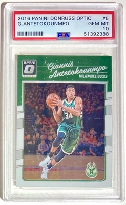 Giannis Antetokounmpo 2016-17 PANINI DONRUSS OPTIC #5 💥PSA 10💥 | ¡Óptica 1er año! Foto 1 de 2
